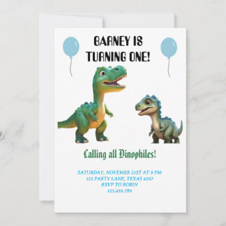 Cute Dinosaur Animal Anniversaire Invitation