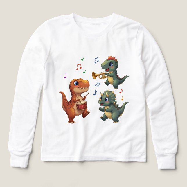Cute Dinosaur Band Cartoon Illustration (Motif recto)