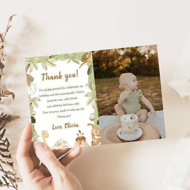 Cute Dinosaur Boy Carte de remerciements d'anniver (Créateur téléchargé)