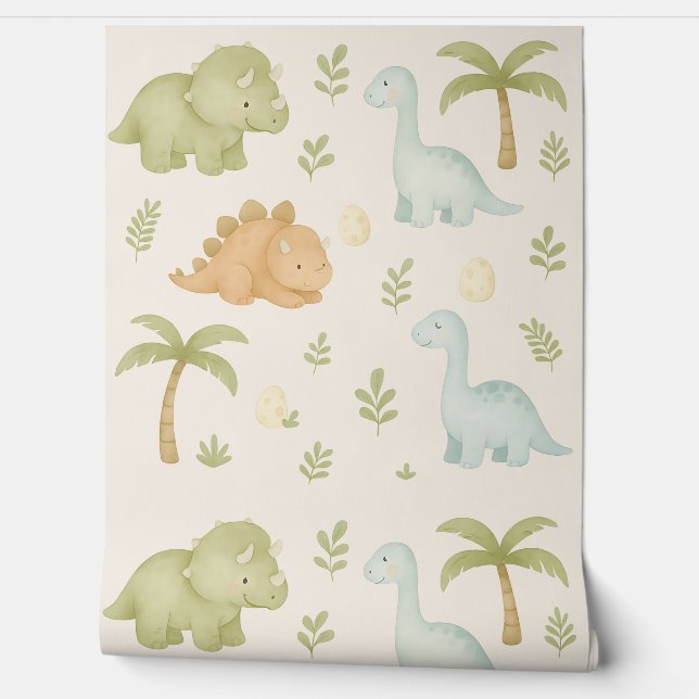 Cute Dinosaur Boy Nursery Papier peint (Déroulement)