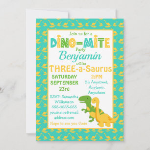 Cute Dinosaur Boys Anniversaire Fête Invitation