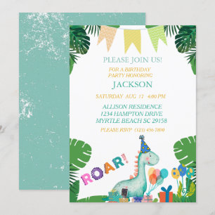 Cute Dinosaur Boys Anniversaire Fête Invitation