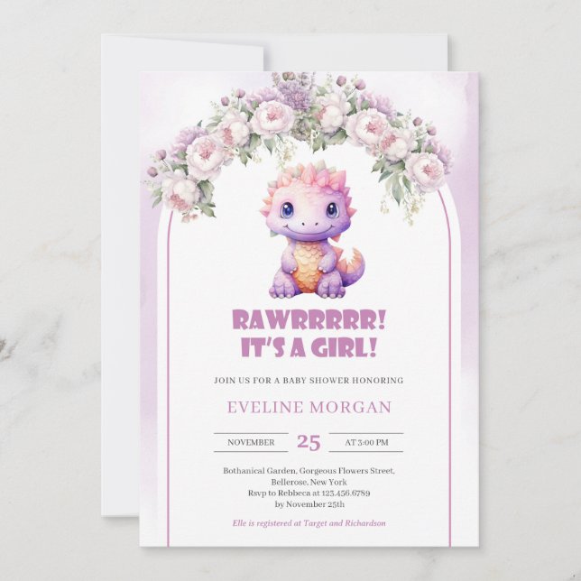 Cute Dinosaur C'est une invitation de Baby shower  (Devant)