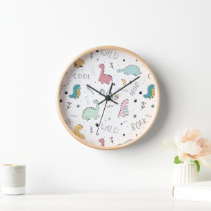 Cute Dinosaur Colorful Baby Nursery Horloge