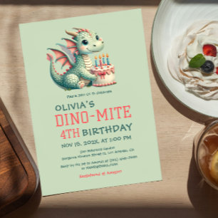 Cute Dinosaur Dino - Mite Anniversaire Invitation