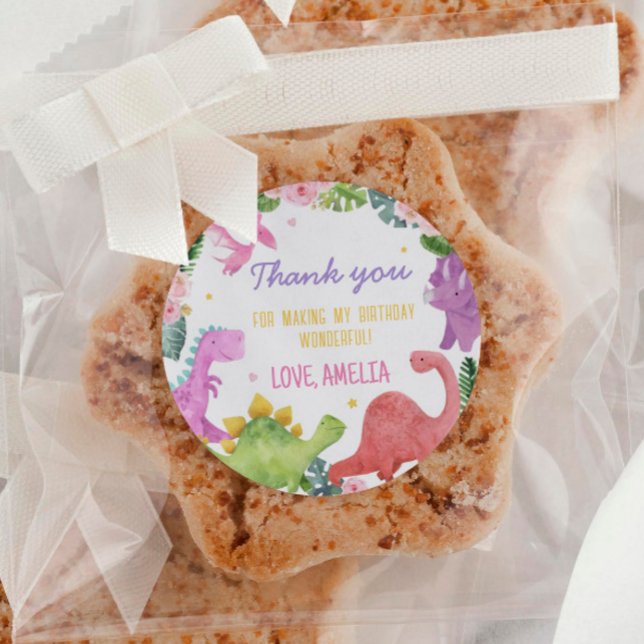 Cute Dinosaur Étiquette Baby shower d'anniversaire (Créateur téléchargé)