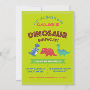 Cute Dinosaur Invitation de fête d'anniversaire