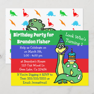 Cute Dinosaur Invitations Anniversaires
