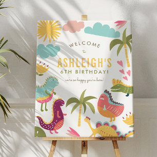Cute Dinosaur Neutral Anniversaire Affiche de bien