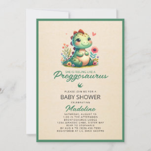 Cute Dinosaur Preggosaurus Baby shower Invitation