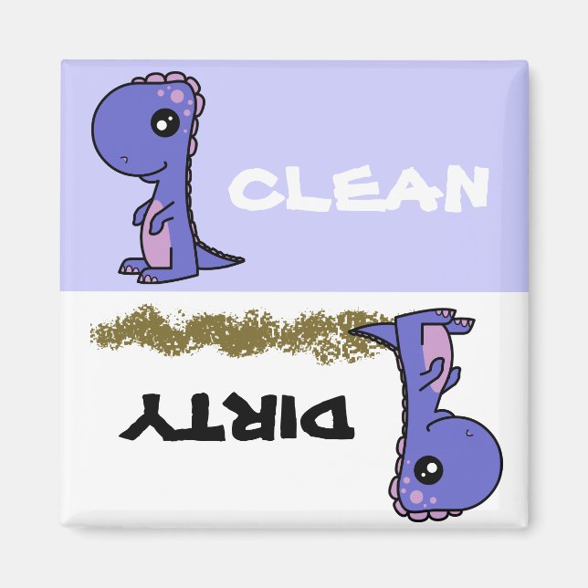 Cute Dinosaur Propre Lave-Vaisselle Sale Magnet (Devant)