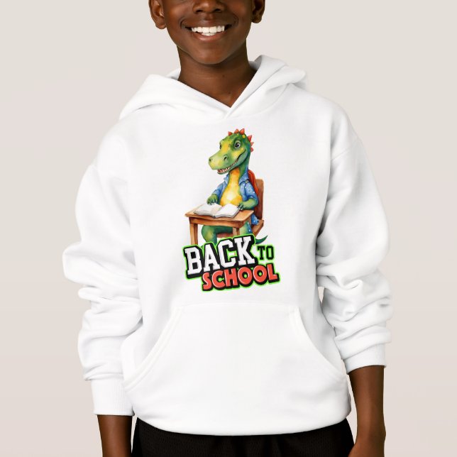 Cute Dinosaur Retour à l'école Sweat - shirt à cap (Devant)
