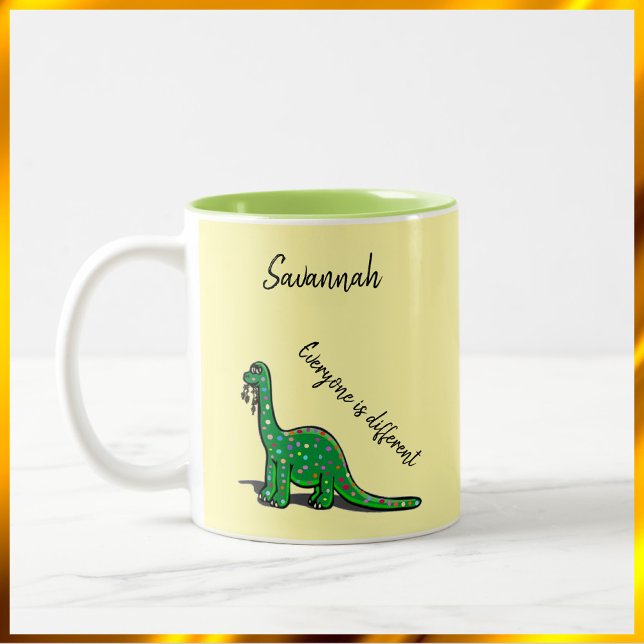 Cute Dinosaure Jaune et Vert Mug (Créateur téléchargé)