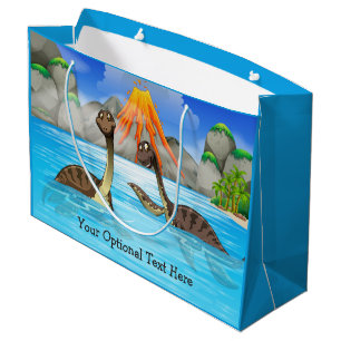 Cute Dinosaures texte personnalisé grand sac cadea