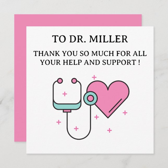 Cute Doctor Thank You Card (Devant / Derrière)