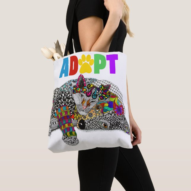 Cute Dog and Cat Pet Adoption Tote Bag (De près)
