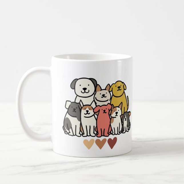 Cute Dog Group Mug - Adorable Puppy Squad (Gauche)