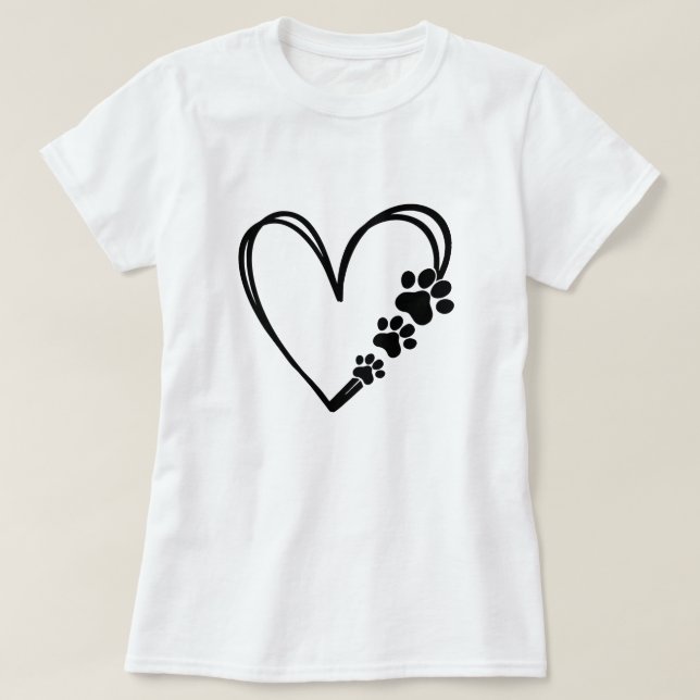 Cute Dog Paw Heart T-Shirt Pet Lover Gift (Design devant)