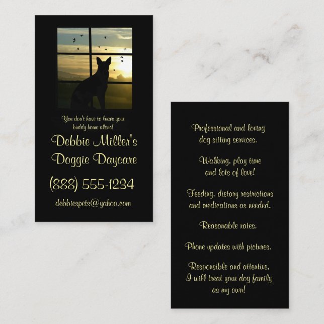 Cute Doggie Carte de visite de garderie (Devant / Derrière)
