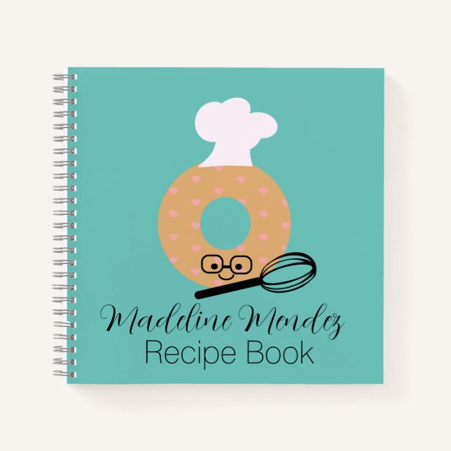 Cute Donut Baker Recette Enfants Carnet bleu (Devant)