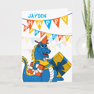 Cute Dragon avec cadeaux Carte Anniversaire