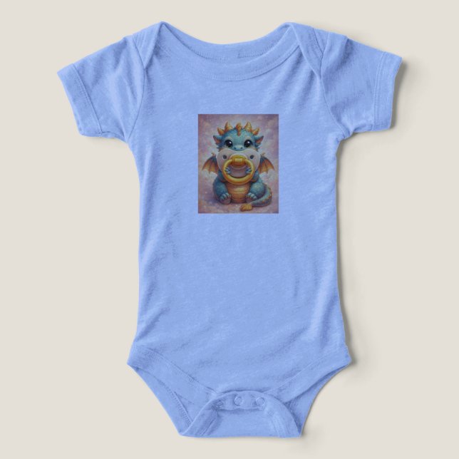 cute Dragon with Pacifier - Baby Bodysuit  (Design Recto)