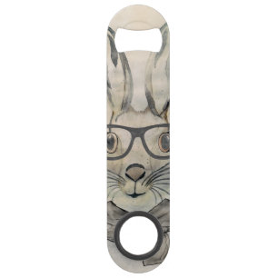 Cute drôle d'aquarelle lapin avec lunettes et écha