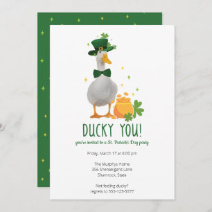 Cute Duck St. Patrick's Day Party Invitation