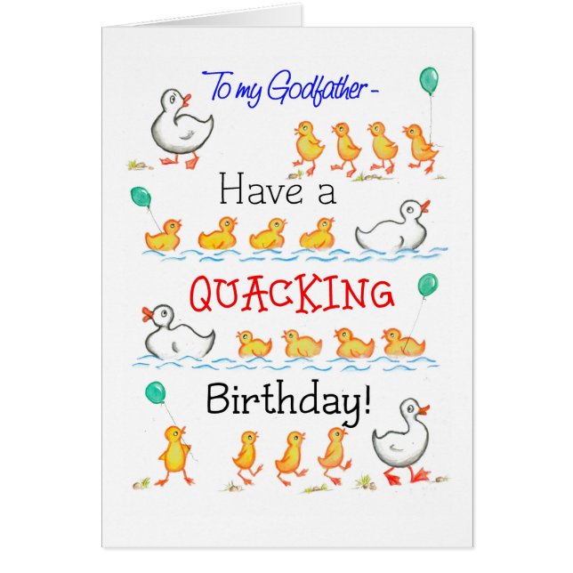 Cute Ducklings Quacking Anniversaire, pour Parrain (Devant)