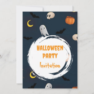 Cute Éffrayant Halloween Party Invitation Bleu fon