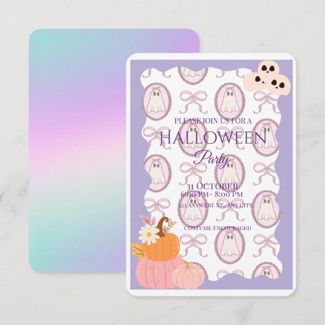 Cute Éffrayante Halloween Party Invitation (Devant / Derrière)