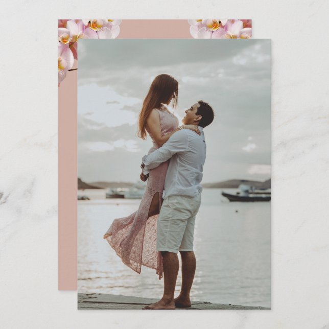 Cute Elegant Lumière Faire-part de mariage photo B (Devant / Derrière)