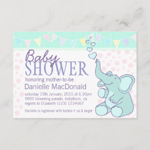 Cute Elephant baby shower invitation à la sauce
