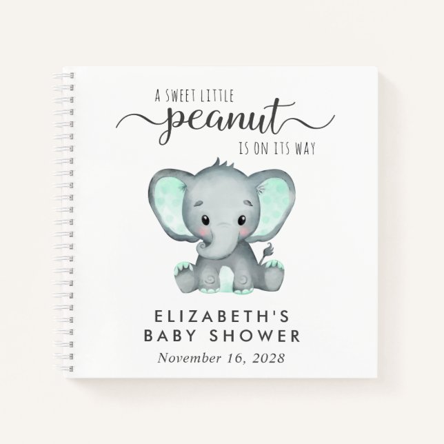 Cute Elephant Baby shower Livre d'invité (Devant)