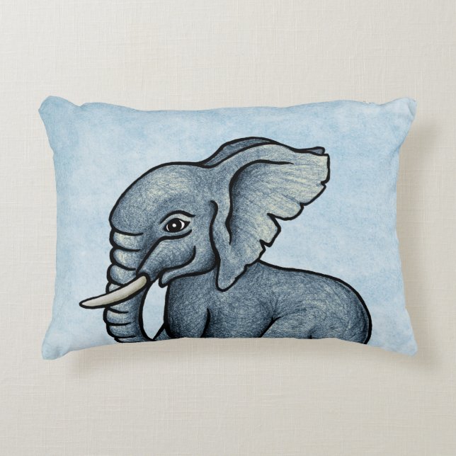 Cute Elephant Bleu Personnalisé Accent Coussin (Devant)