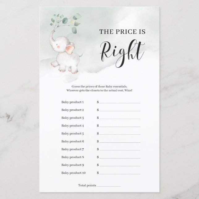 Cute éléphant eucalyptus le prix est le bon jeu (Devant)