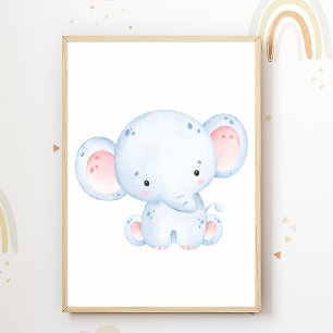 Cute Elephant Nursery Poster Enfants Décor Chambre
