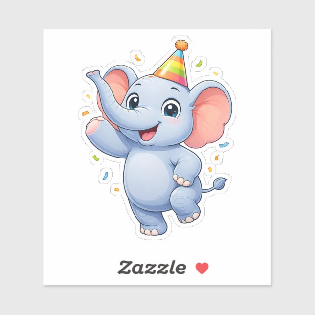 Cute Elephant Party Custom-Cut Vinyl Sticker (Feuille)