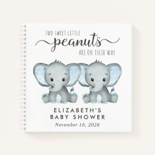 Cute Elephant Twin Boys Baby shower livre d'hôte