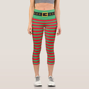 Cute elf costume vert rayé capri leggings