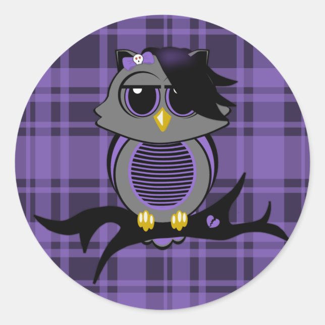 Cute Emo Owl et Stickers Motif plaid (Devant)