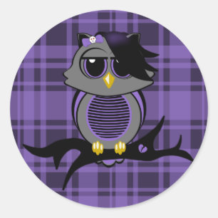 Cute Emo Owl et Stickers Motif plaid