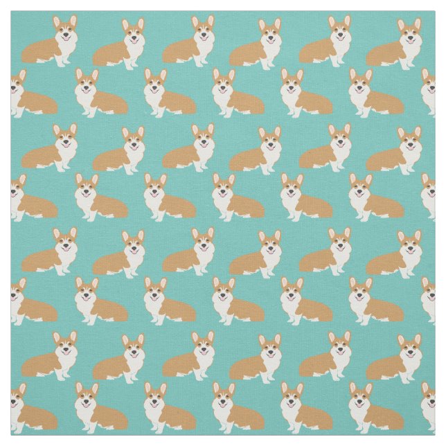 Cute en tissu de corgi - vert minuscule (Échantillon)