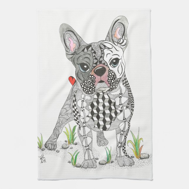 Cute et adorable serviette de cuisine pour Bulldog (Vertical)