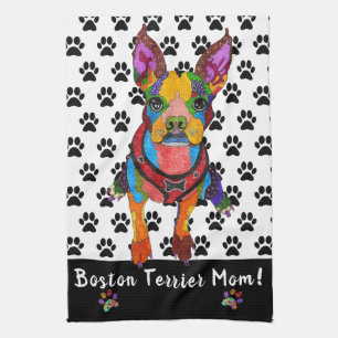 Cute et coloré Boston Terrier Maman Serviette de c
