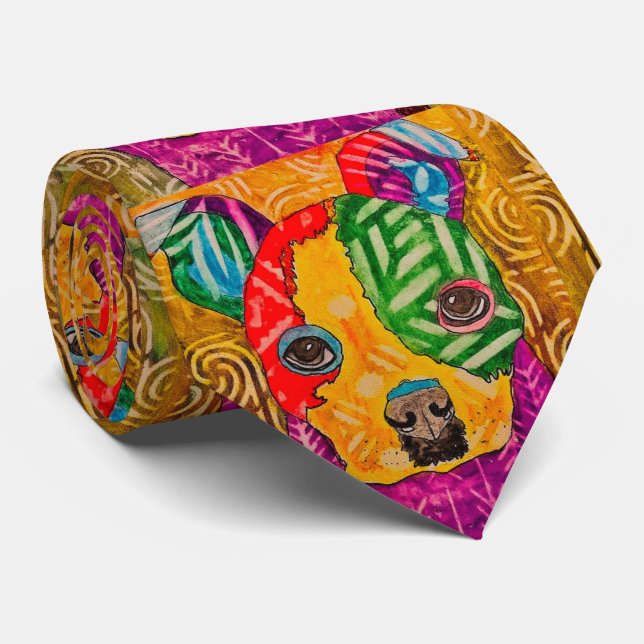 Cute et coloré Boston Terrier Pop Art Cravate (Roulé)