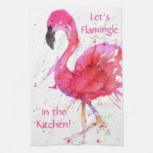 Cute et coloré Flamant rose rose serviette de cuis