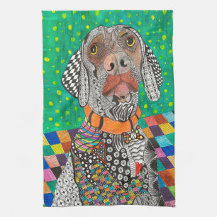 Cute et coloré Weimaraner serviette de cuisine