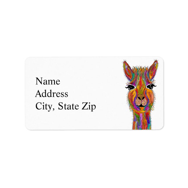 Cute et colorée Étiquette de adresse Llama (Devant)