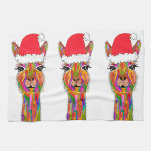 Cute et colorée Llama Noël serviette de cuisine